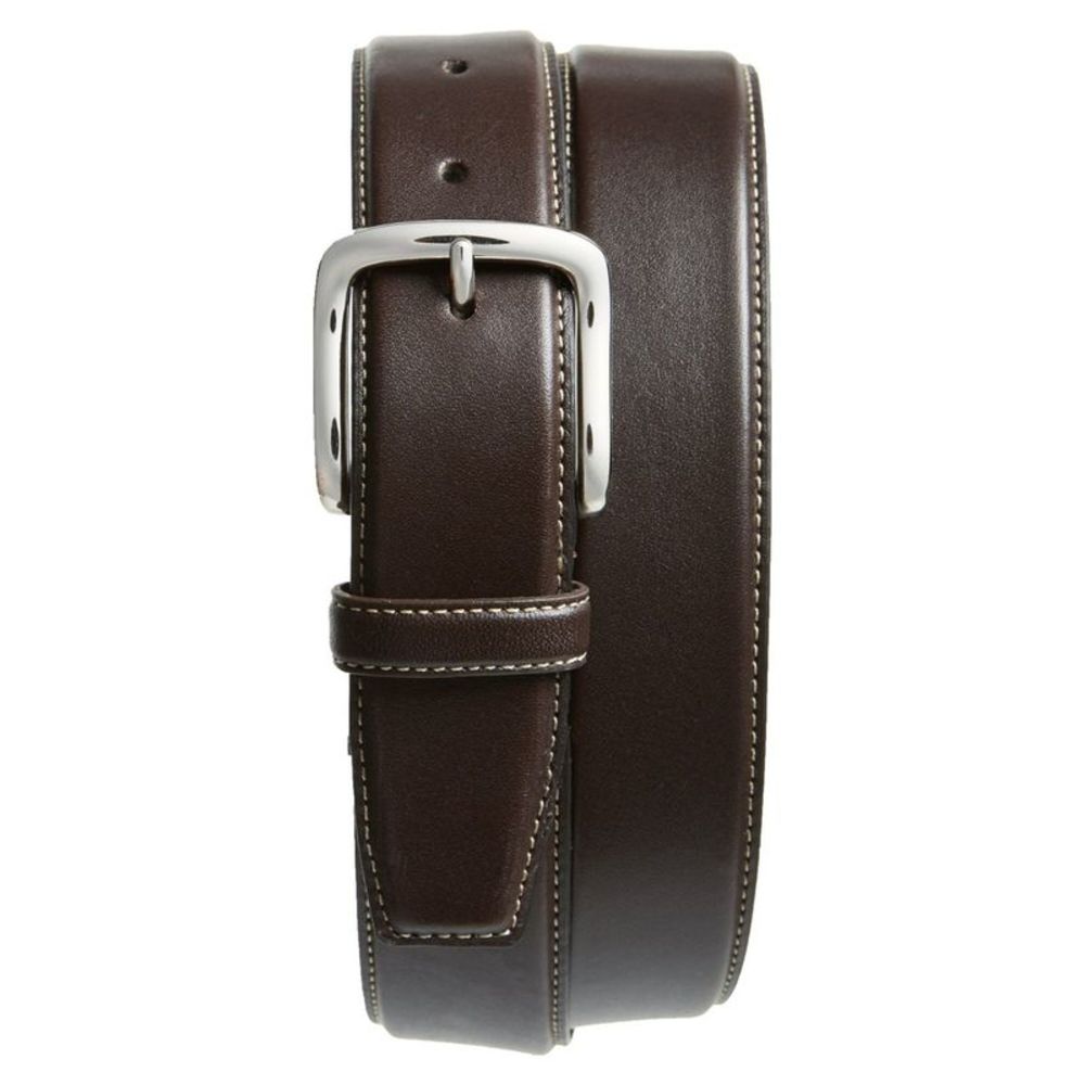 CLUBROOM Mens Brown Burnished Edge Leather Casual Belt 32